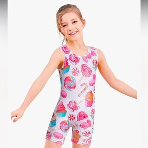 Gymnastics Leotard Unicorn Rainbow Cupcake Sparkle Biketard girl 4t-5t